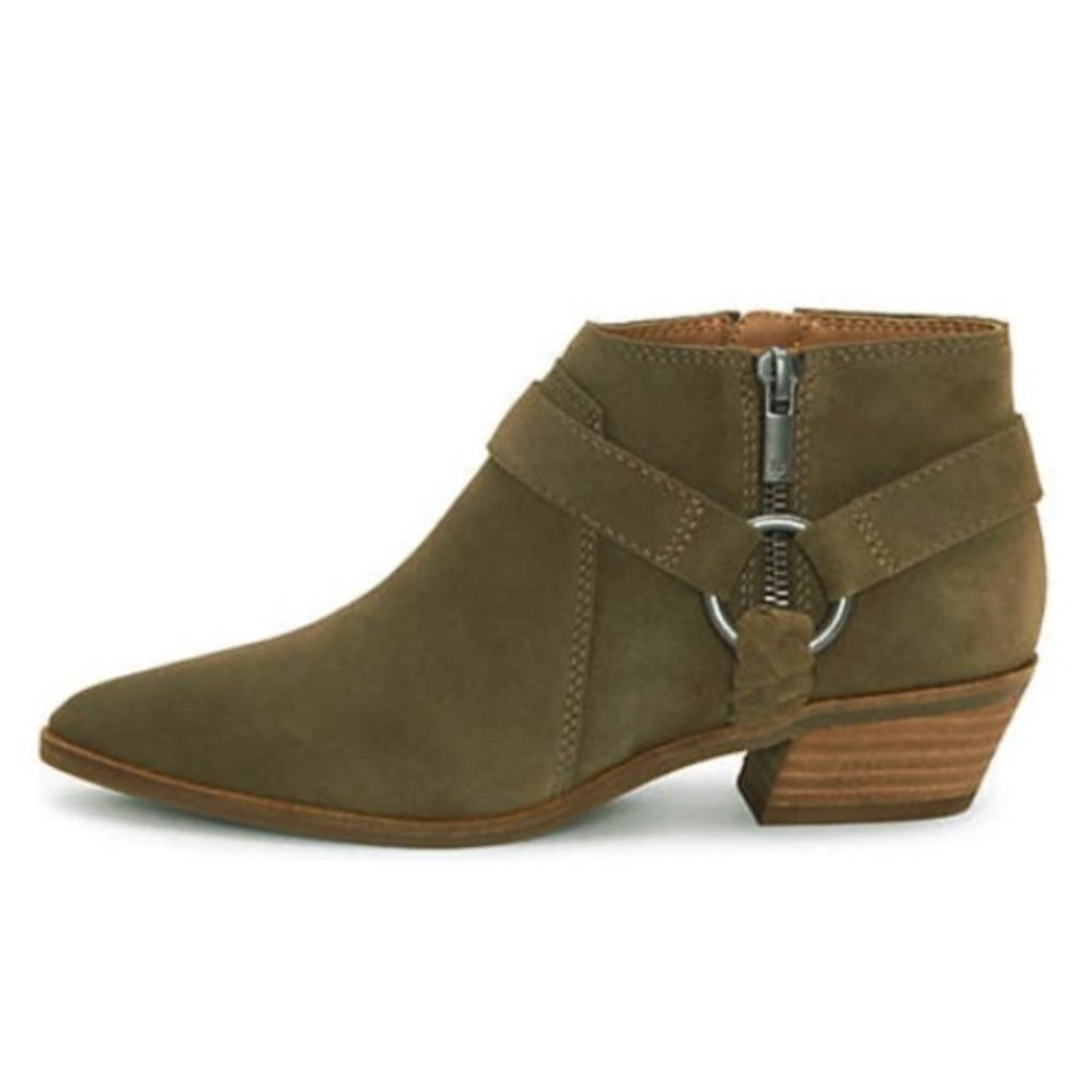 NEW Lucky Brand Enitha Suede Braided Leather Harness Ankle Boots - Picture 2 of 3
